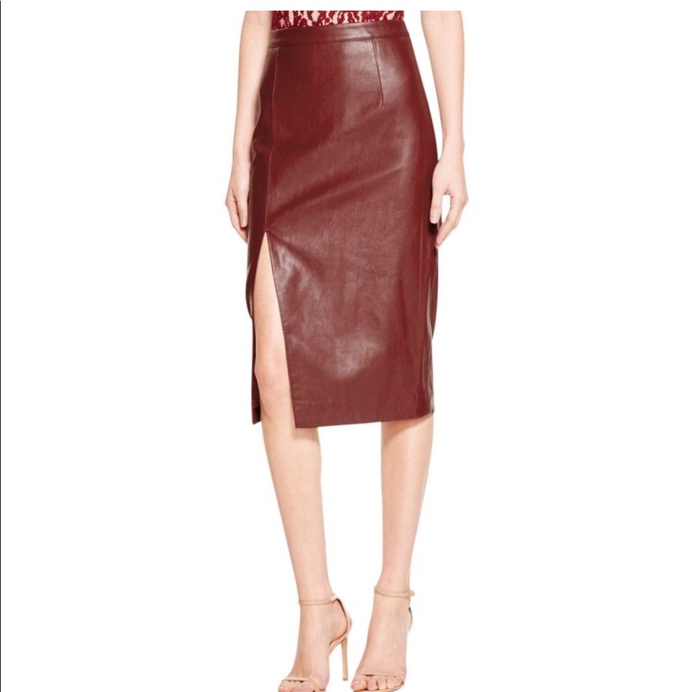 NWT Bardot Faux Leather Pencil Skirt -Wine XS